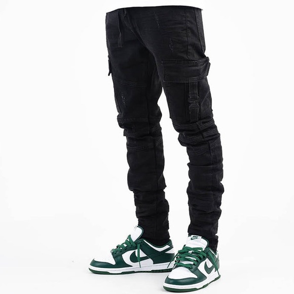 Thrt ROGUE DENIM BLACK CARGO SKINNY JEANS - Picture 3 of 4